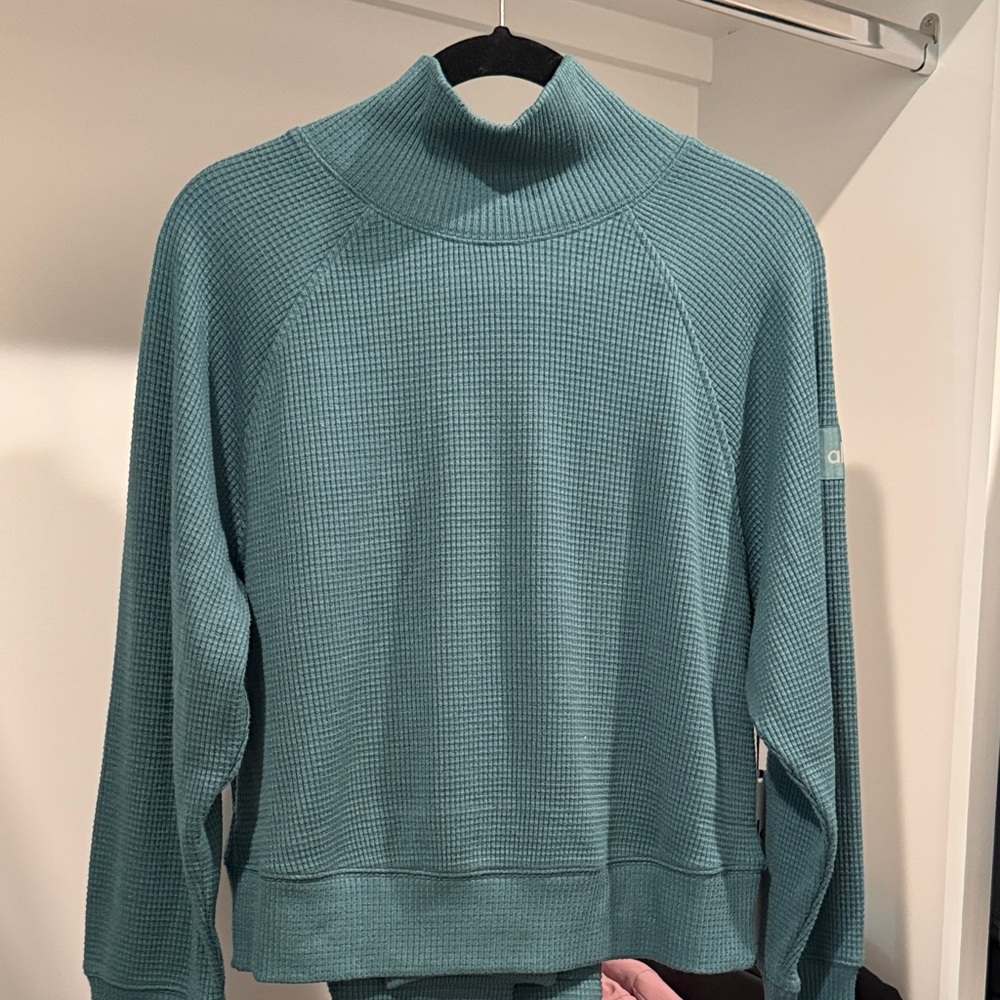 ALO Yoga Teal Waffle-Knit Jumpsuit Set